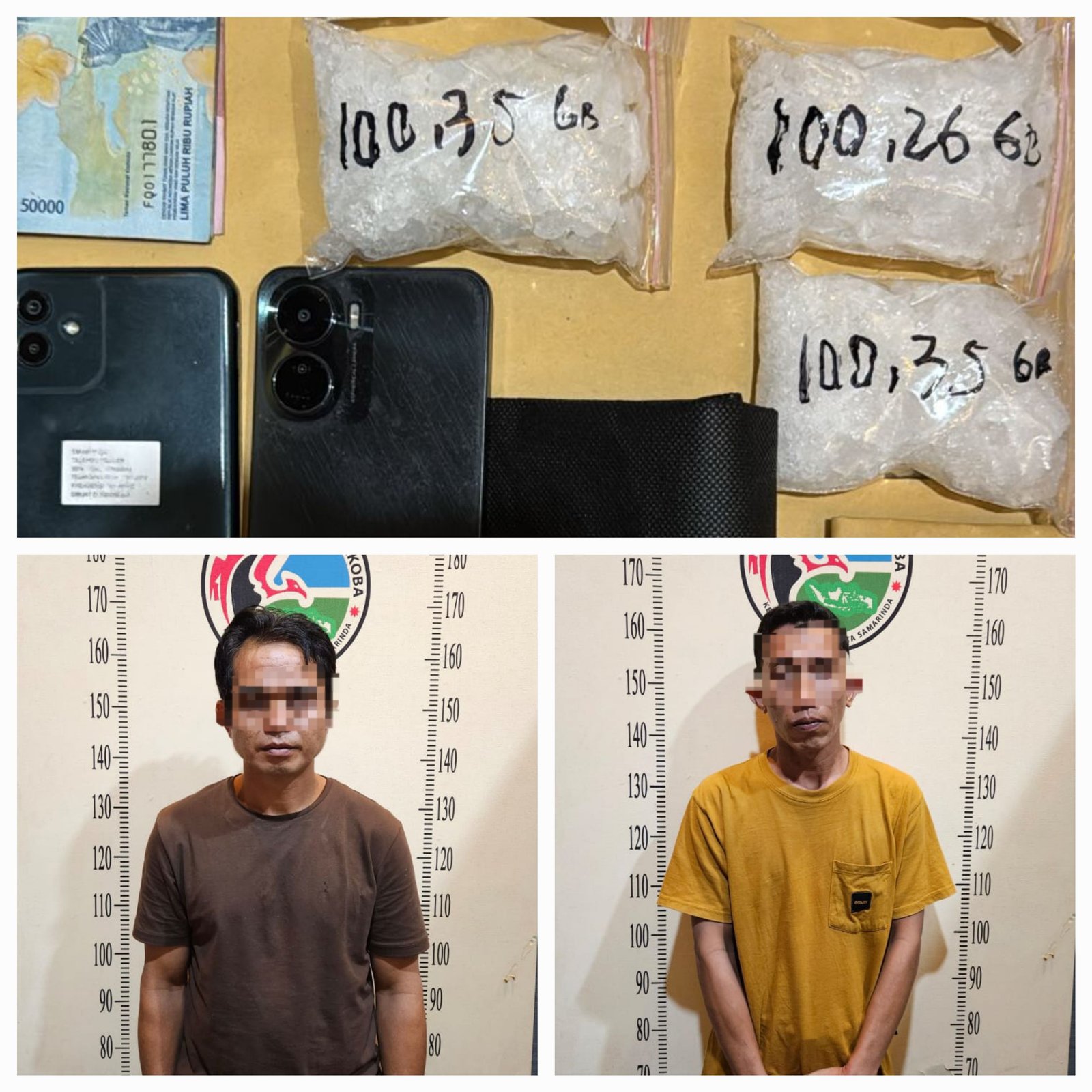 Polresta Samarinda Gagalkan Peredaran Sabu 501,7 Gram, Dua Tersangka Warga Kalsel Ditangkap