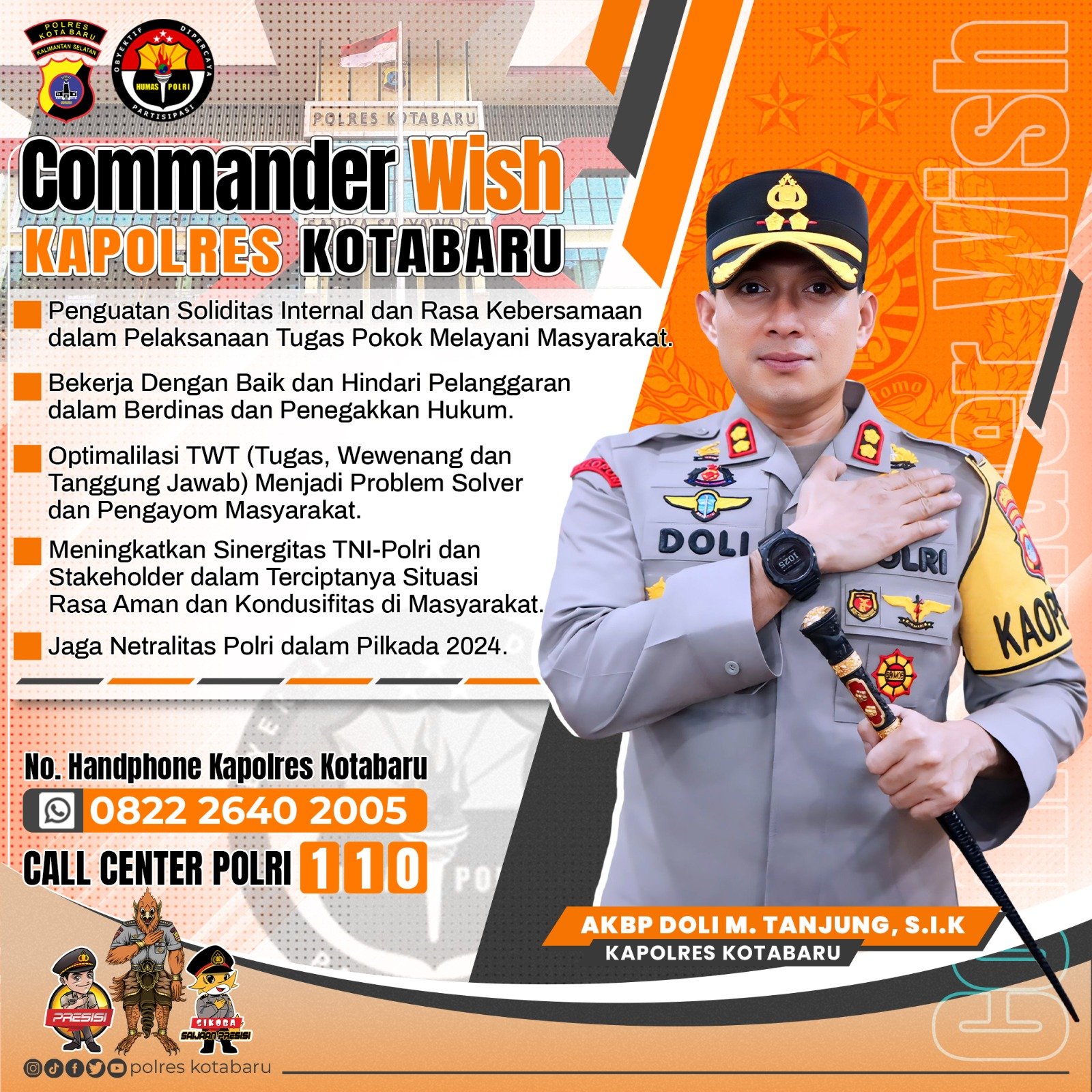 Kapolres AKBP Doli M Tanjung Terapkan Commander Wish Pada Jajarannya